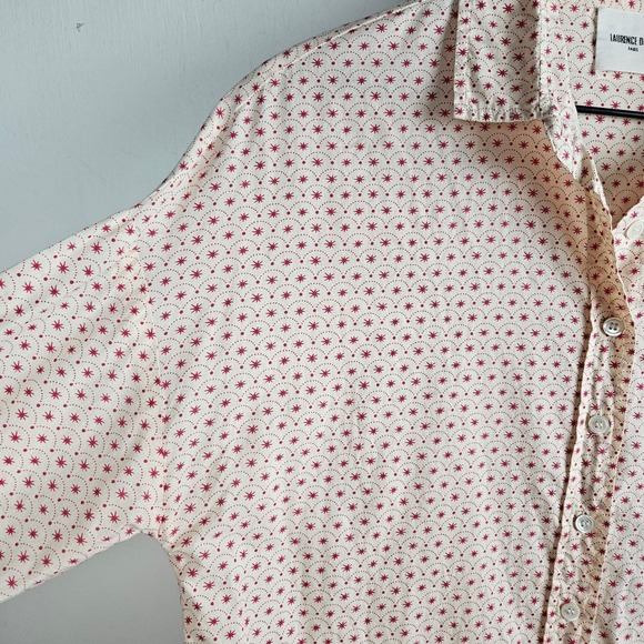 Laurence Dolice Paris Starburst Print Button Front‎ Shirt 1 S Ivory Red - Picture 3 of 8